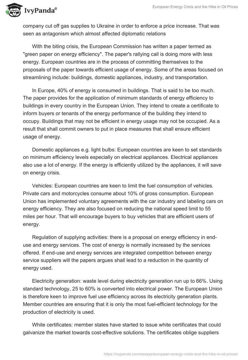 European Energy Crisis and the Hike in Oil Prices. Page 5