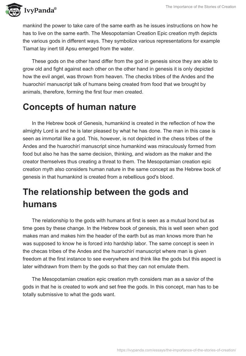 The Importance of the Stories of Creation. Page 2