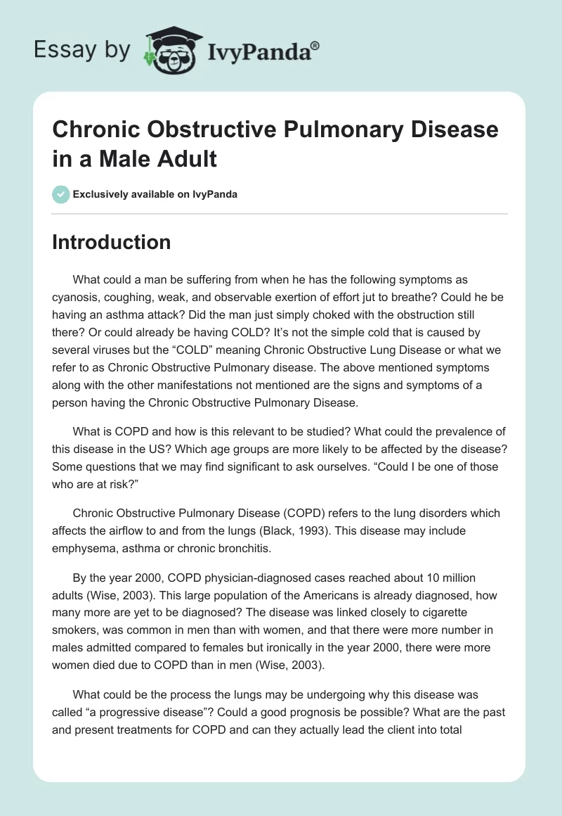 Chronic Obstructive Pulmonary Disease in a Male Adult. Page 1