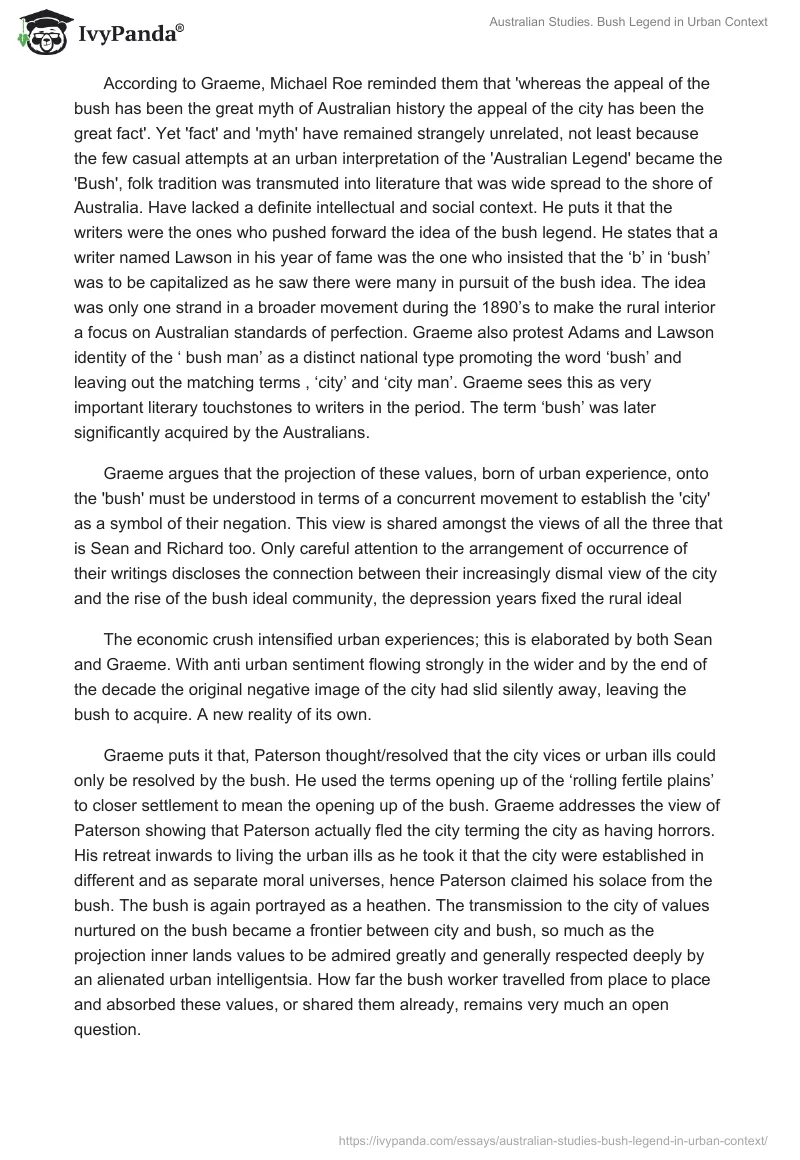 Australian Studies. Bush Legend in Urban Context. Page 3