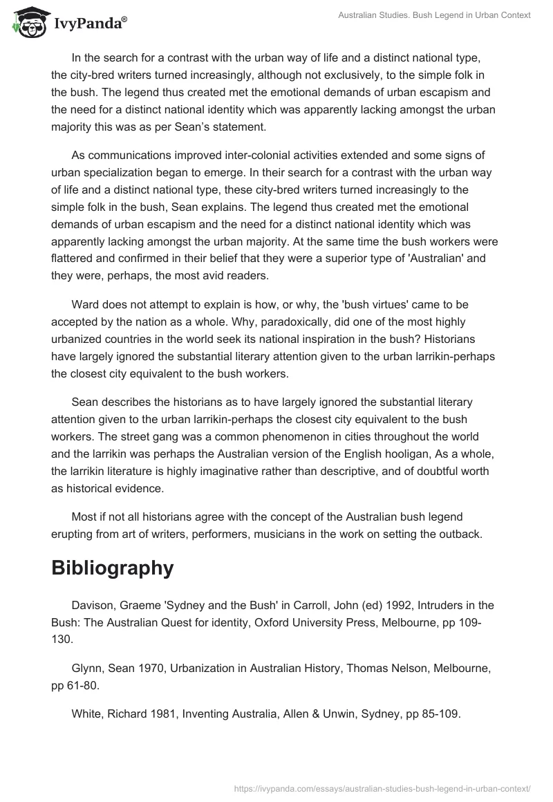 Australian Studies. Bush Legend in Urban Context. Page 5