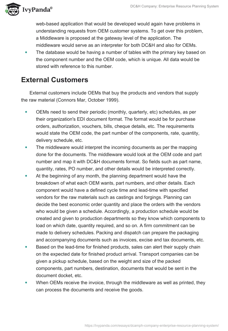 DC&H Company: Enterprise Resource Planning System. Page 2