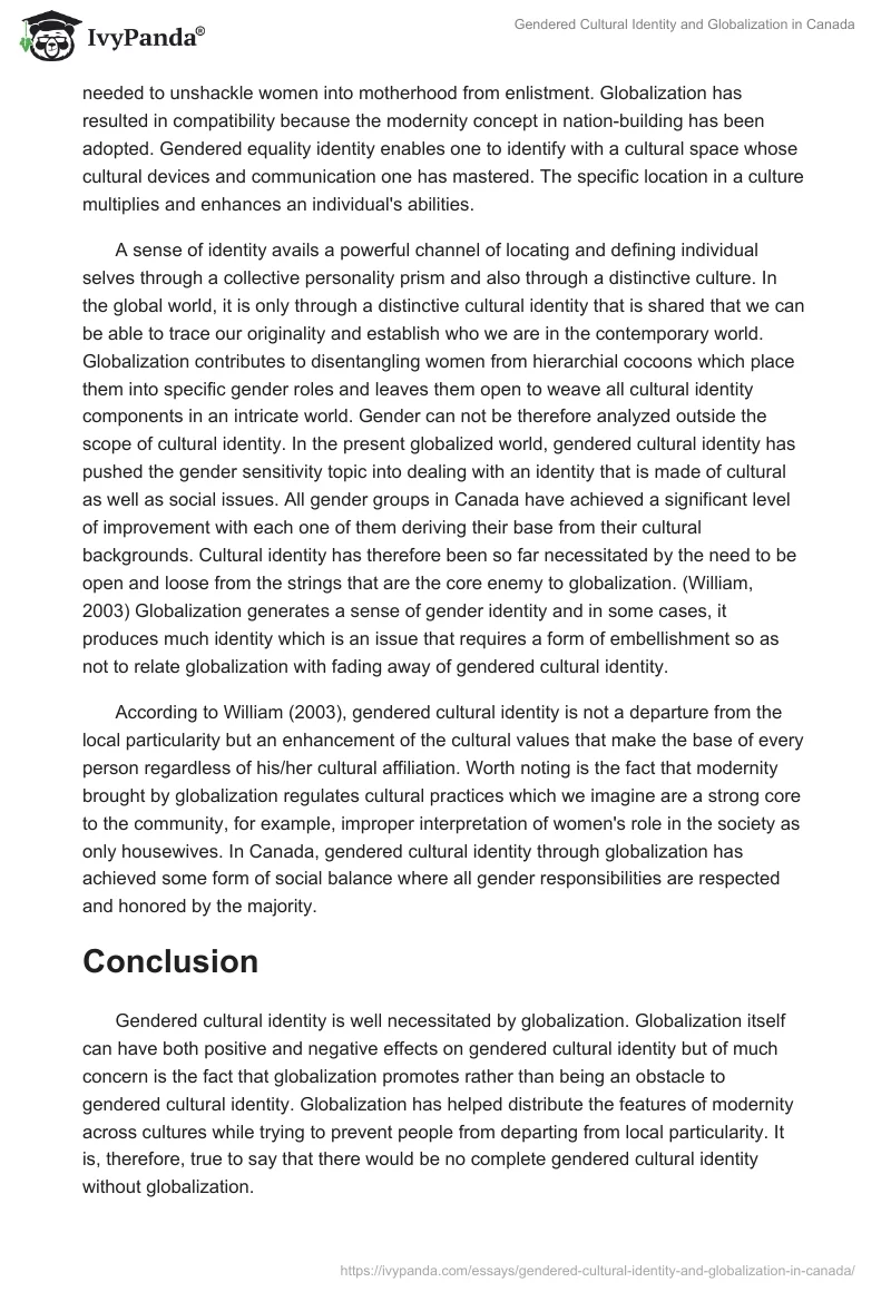 Gendered Cultural Identity and Globalization in Canada. Page 3