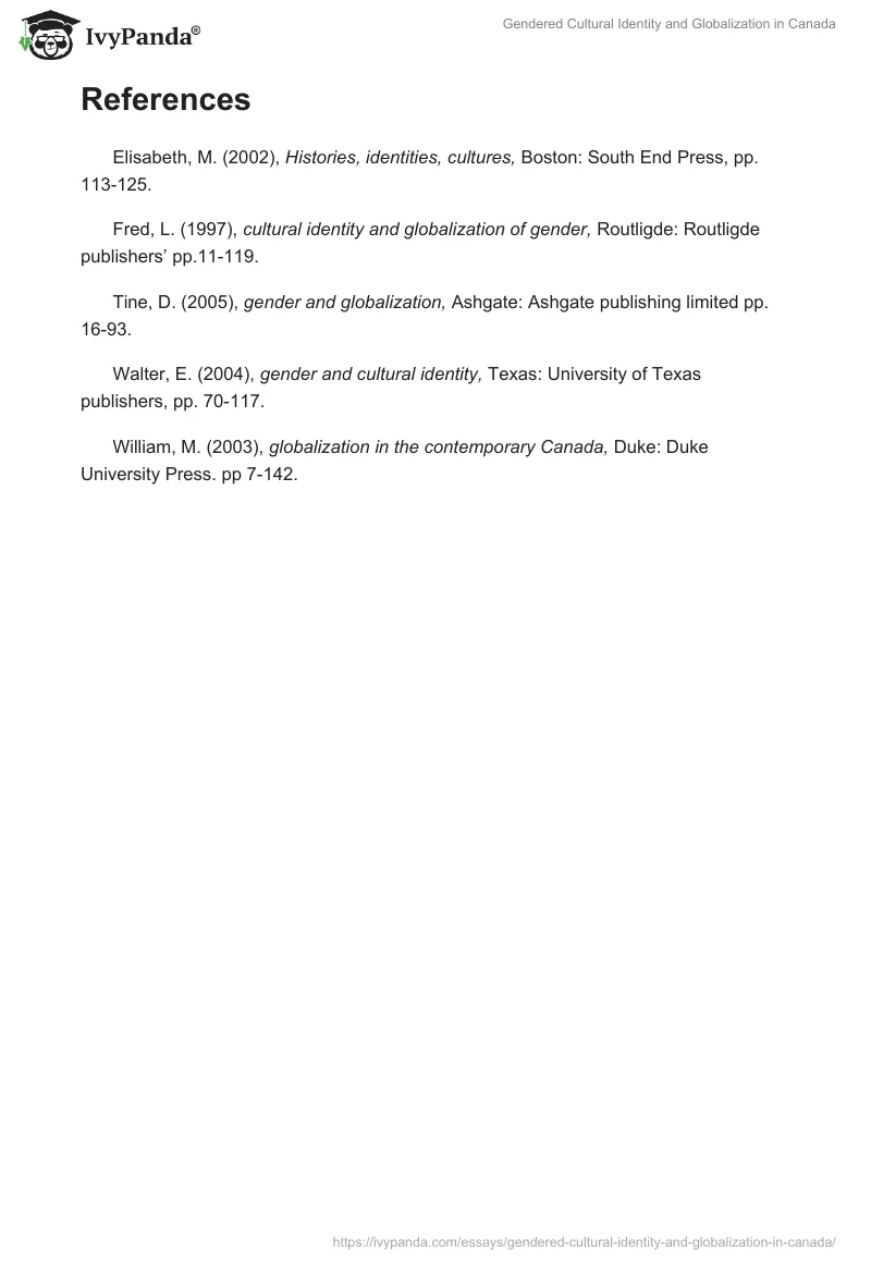 Gendered Cultural Identity and Globalization in Canada. Page 4