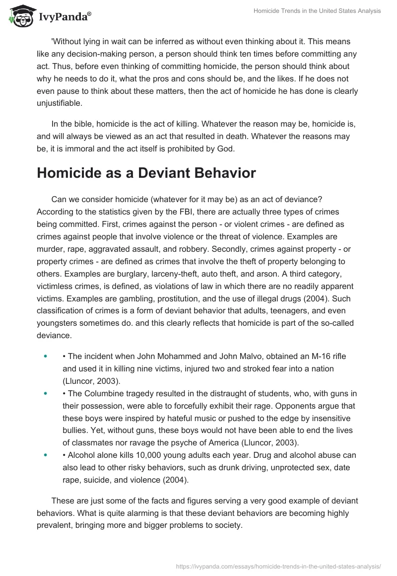 Homicide Trends in the United States Analysis. Page 3