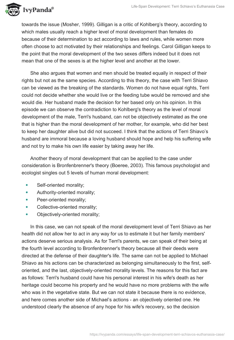 Life-Span Development: Terri Schiavo’s Euthanasia Case. Page 4