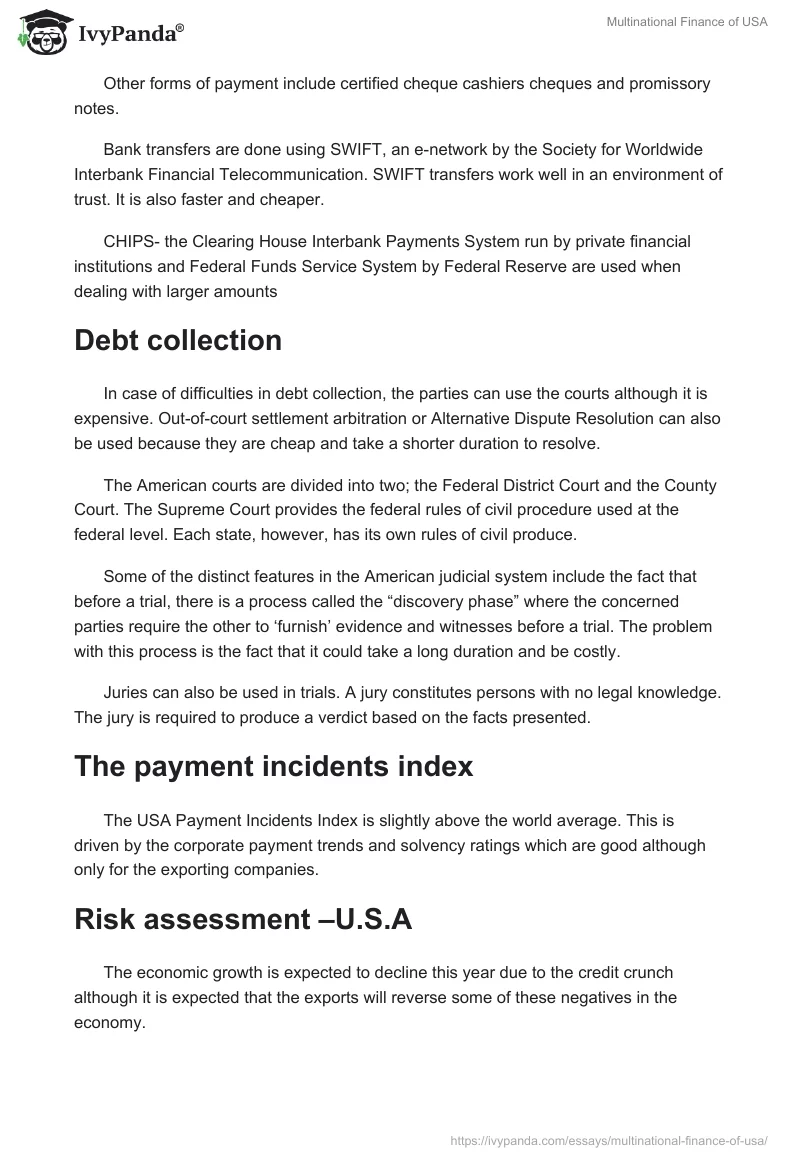 Multinational Finance of USA. Page 5