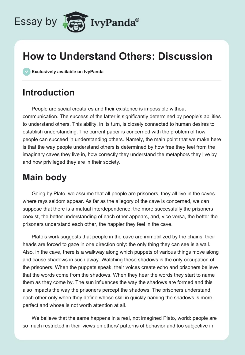How to Understand Others: Discussion. Page 1