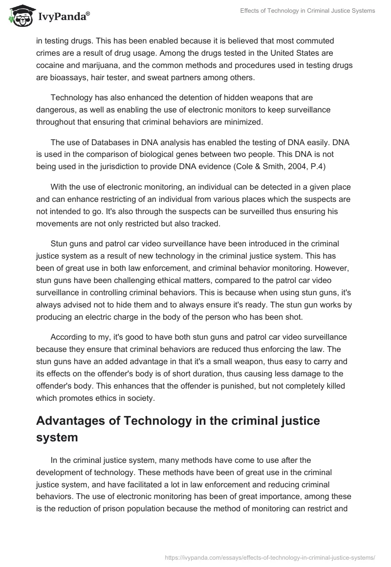 Effects of Technology in Criminal Justice Systems. Page 2