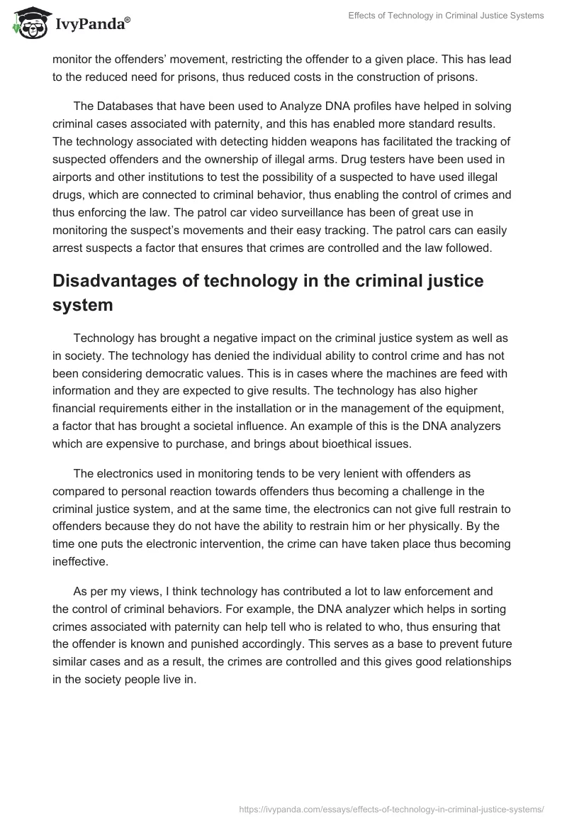 Effects of Technology in Criminal Justice Systems. Page 3