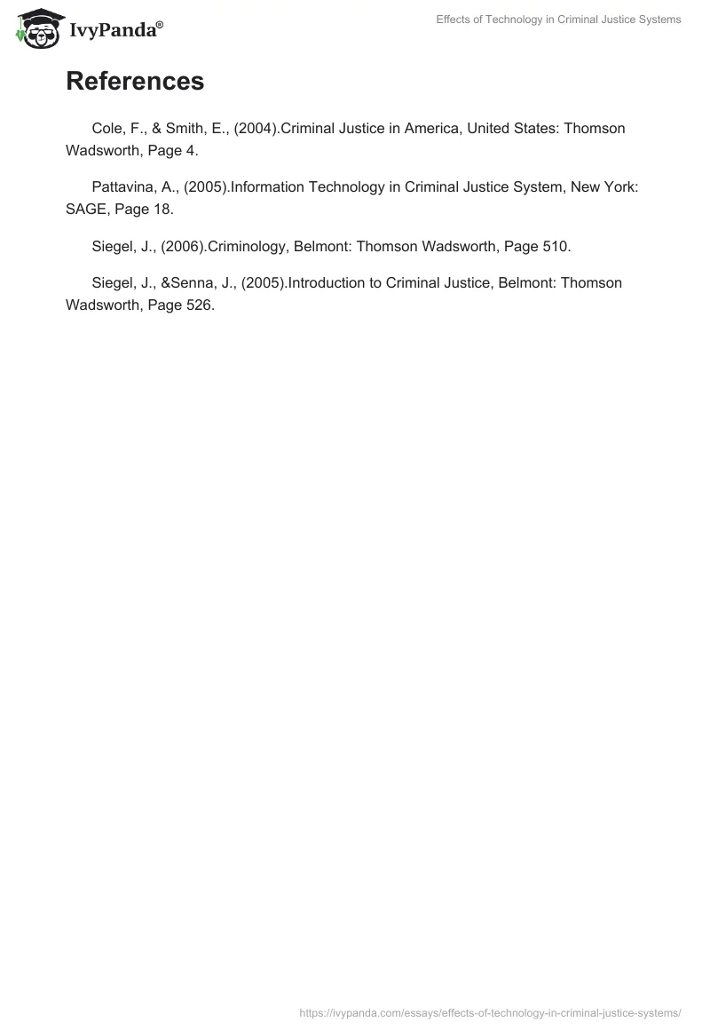 Effects of Technology in Criminal Justice Systems. Page 4