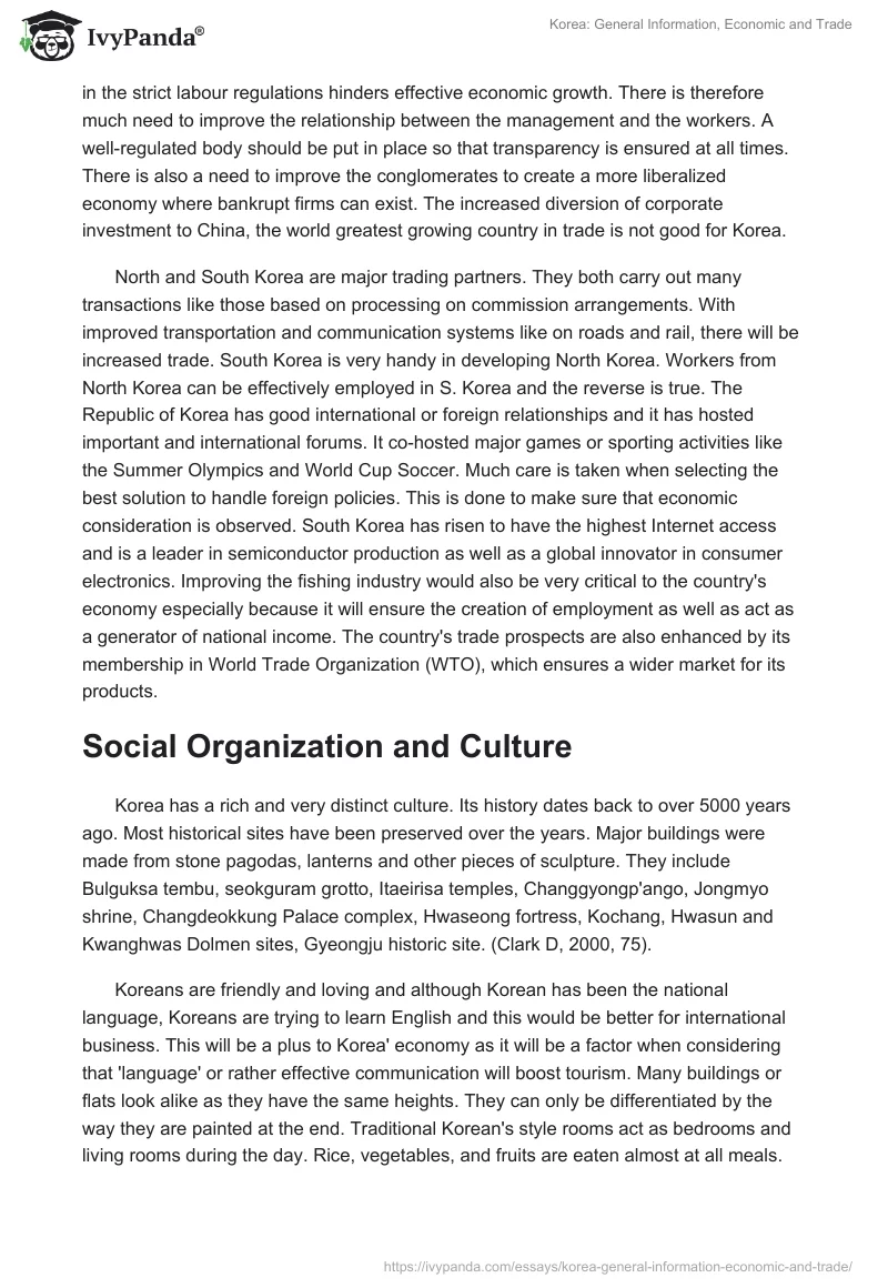 Korea: General Information, Economic and Trade. Page 4