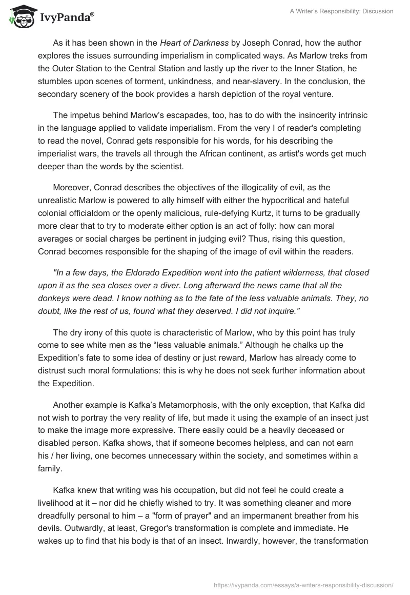 A Writer’s Responsibility: Discussion. Page 2
