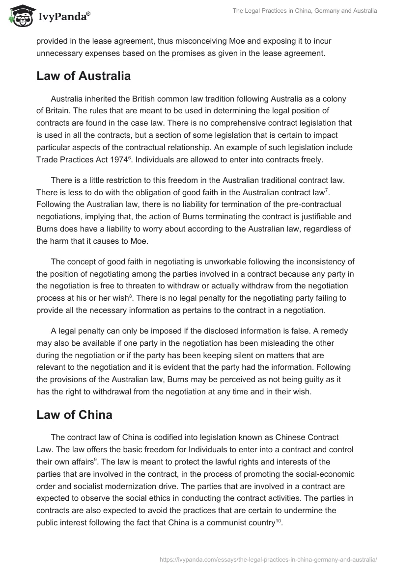 The Legal Practices in China, Germany and Australia. Page 4