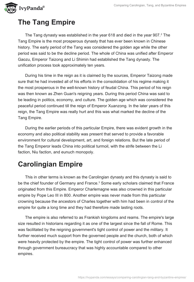 Comparing Carolingian, Tang, and Byzantine Empires. Page 2