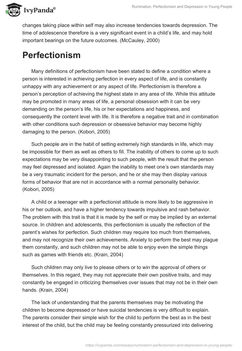 Rumination, Perfectionism and Depression in Young People. Page 3