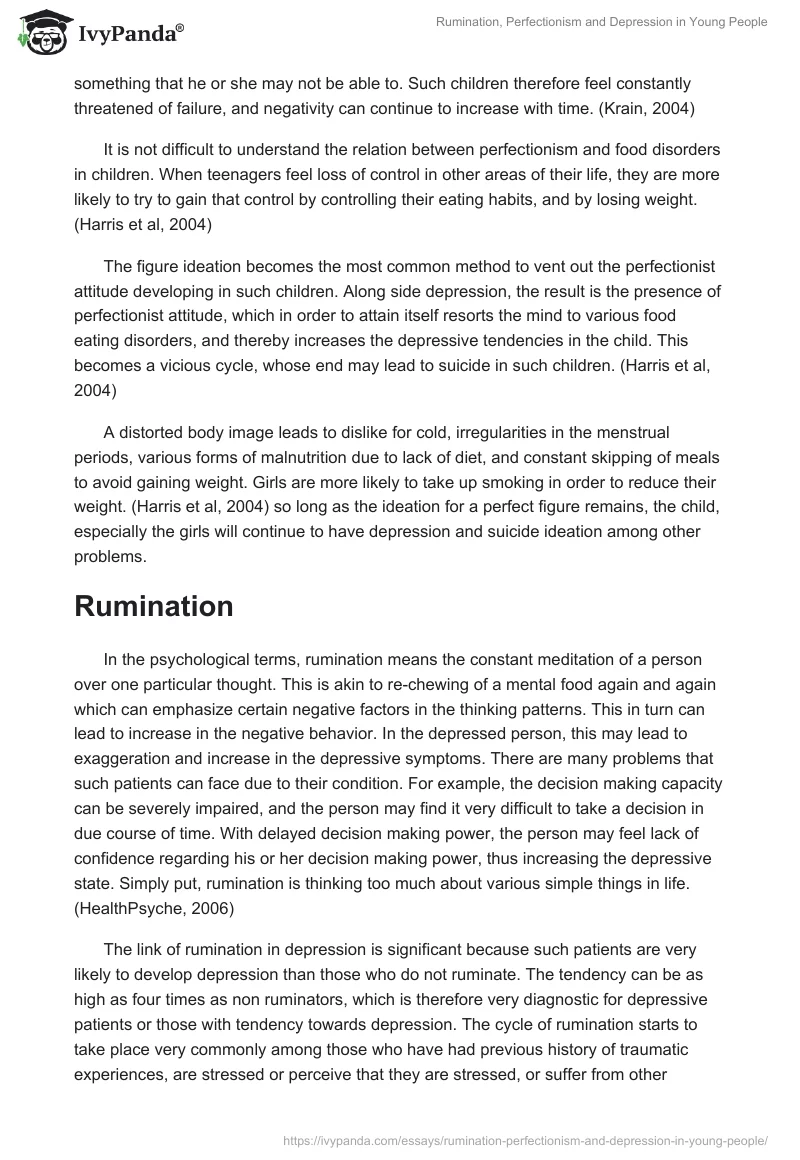 Rumination, Perfectionism and Depression in Young People. Page 4