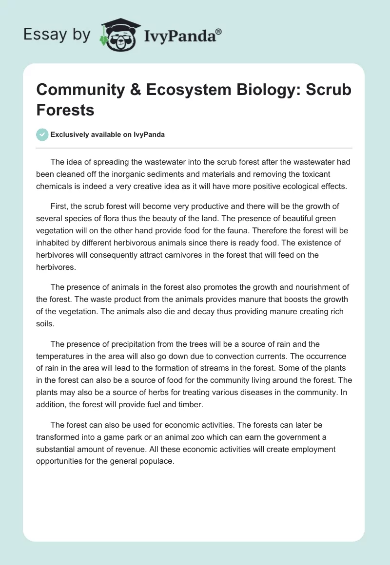 Community & Ecosystem Biology: Scrub Forests. Page 1