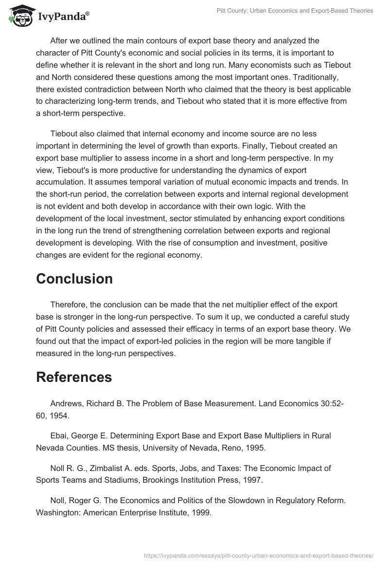 Pitt County: Urban Economics and Export-Based Theories. Page 4