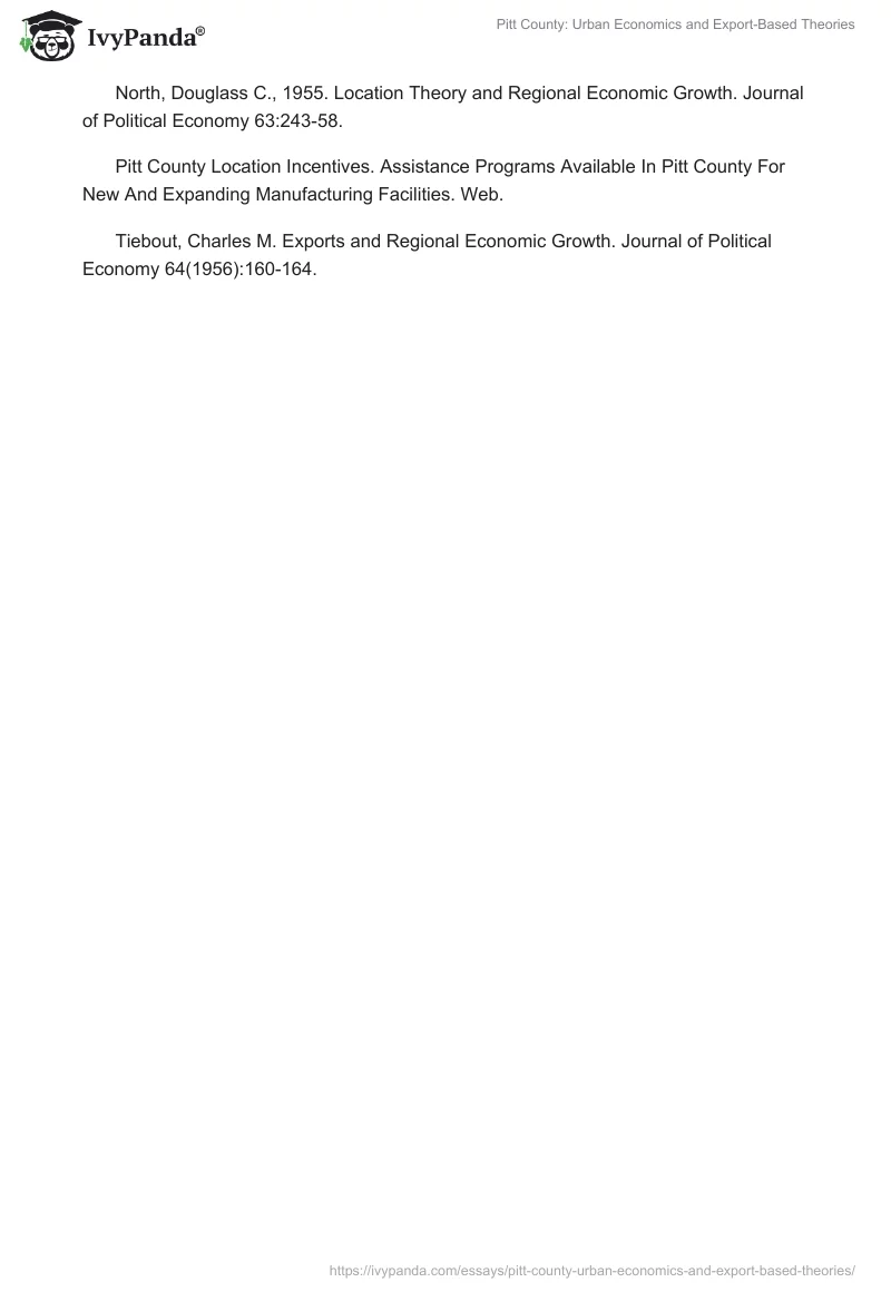 Pitt County: Urban Economics and Export-Based Theories. Page 5