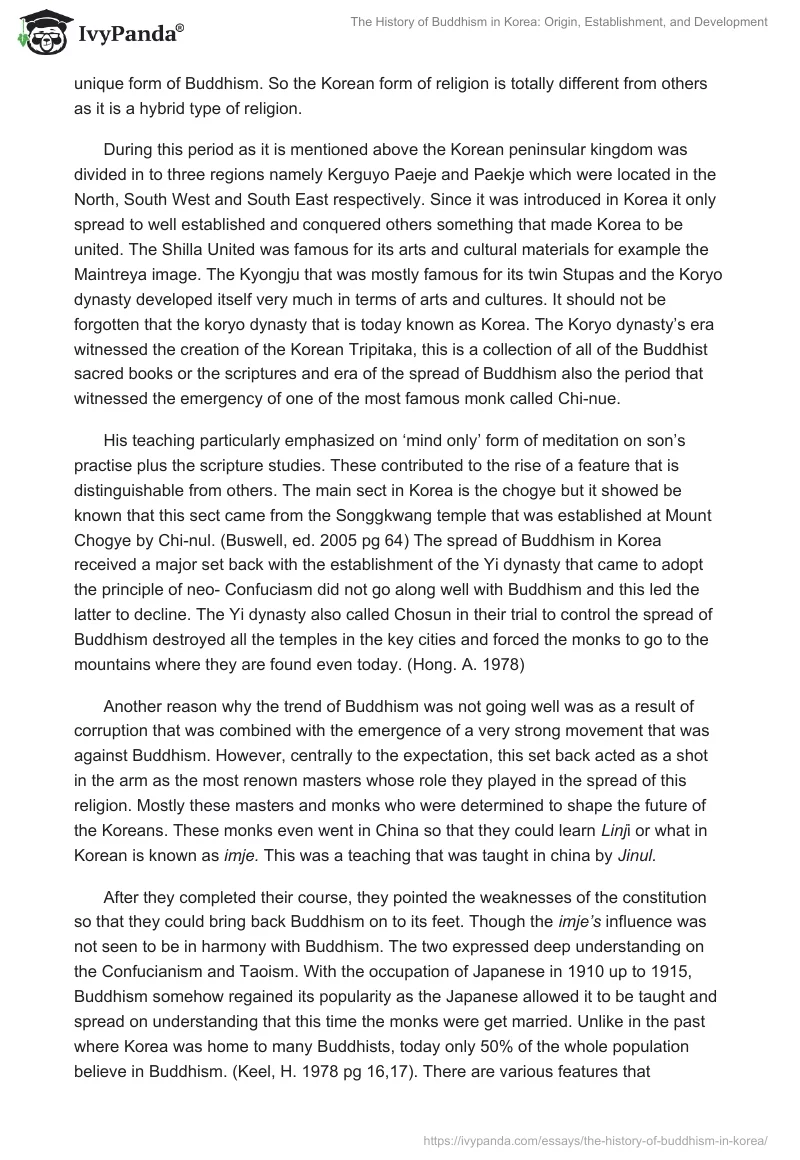 The History of Buddhism in Korea: Origin, Establishment, and Development. Page 2