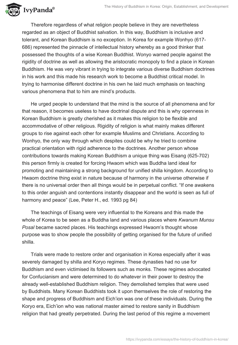 The History of Buddhism in Korea: Origin, Establishment, and Development. Page 4