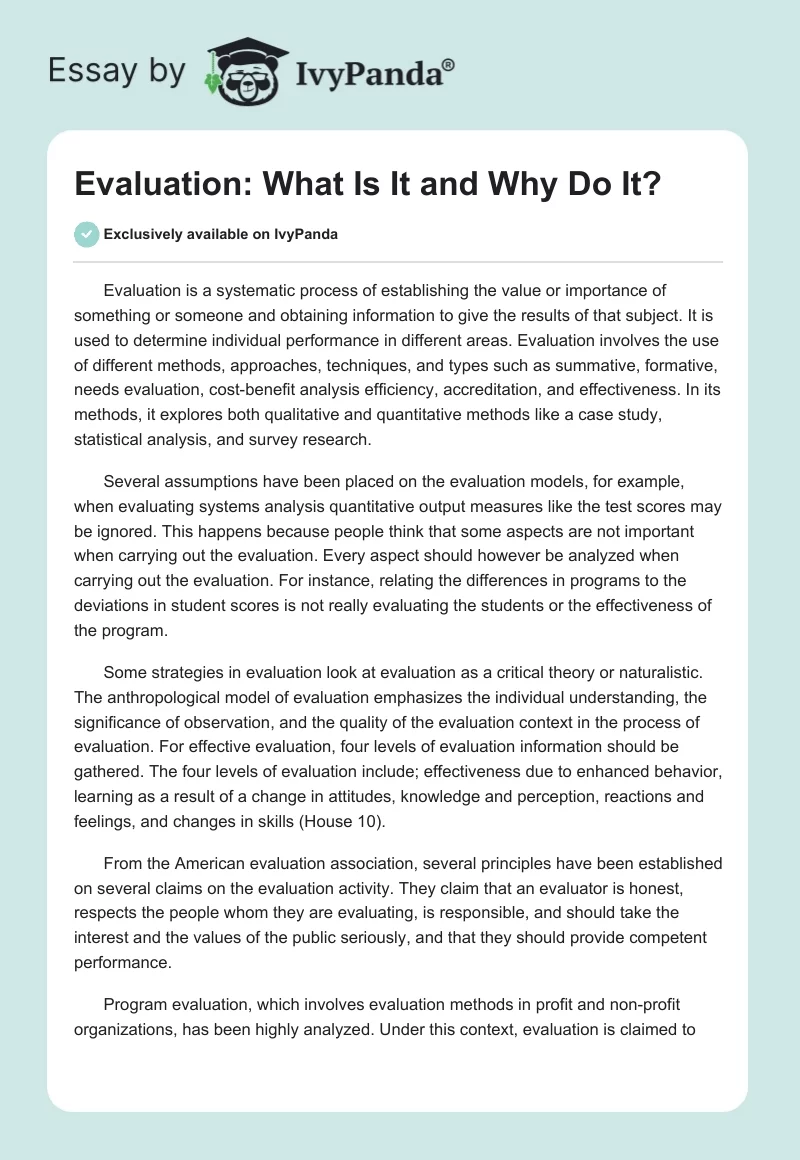 Evaluation: What Is It and Why Do It?. Page 1