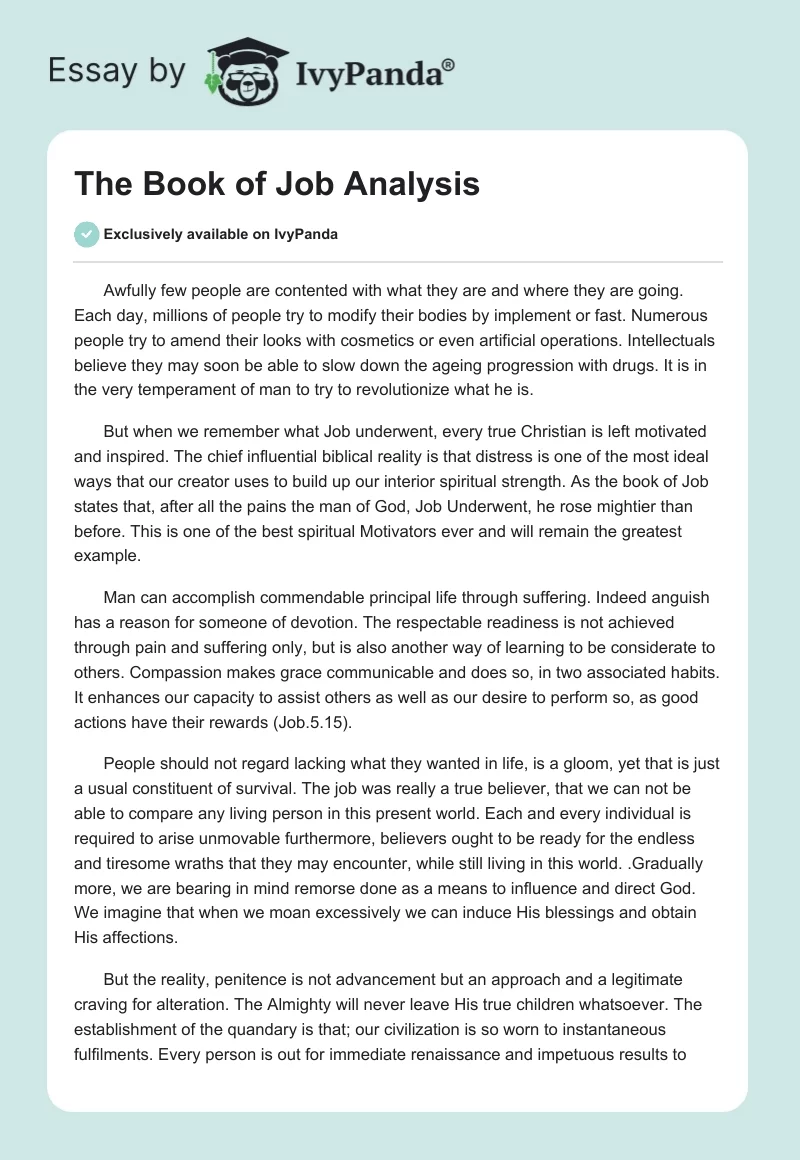 The Book of Job Analysis. Page 1