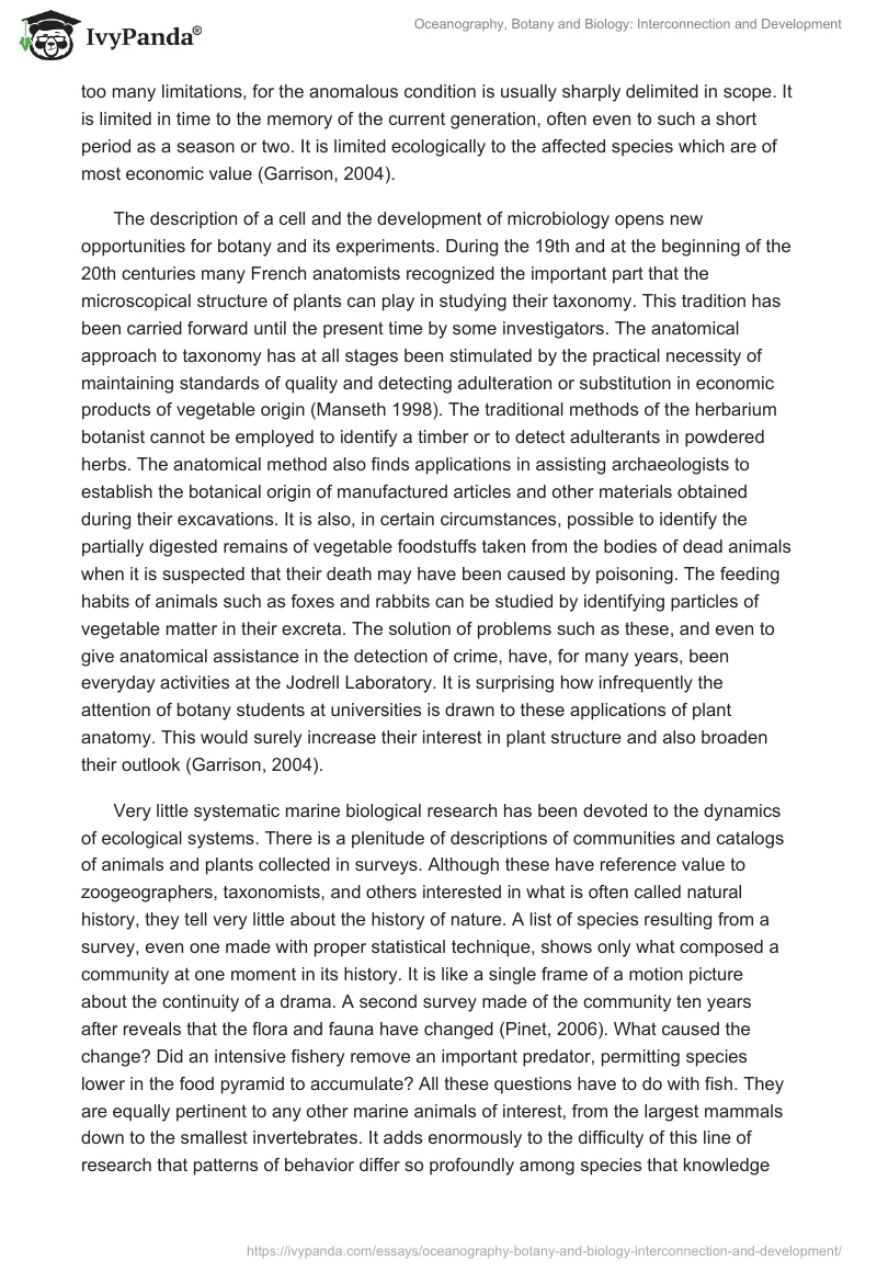 Oceanography, Botany and Biology: Interconnection and Development. Page 2