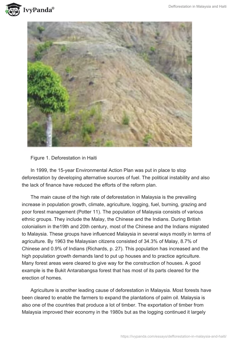 Defforestation in Malaysia and Haiti. Page 4