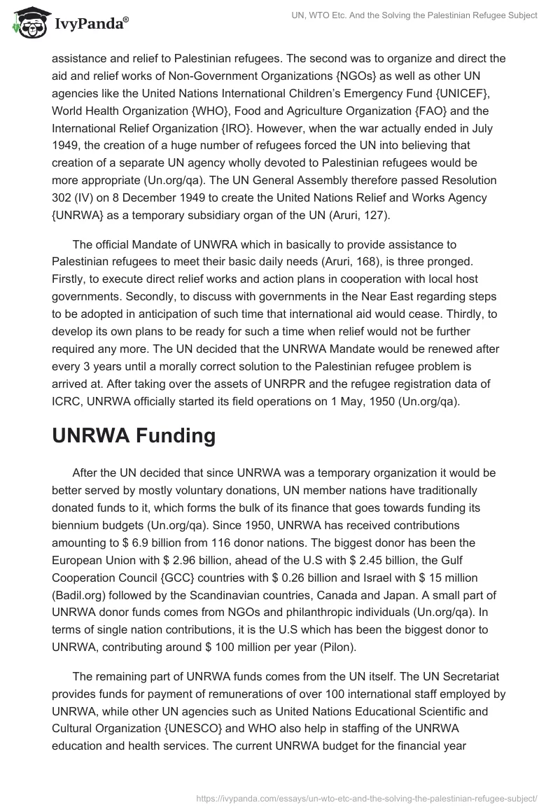 UN, WTO and the Solving the Palestinian Refugee Subject. Page 2