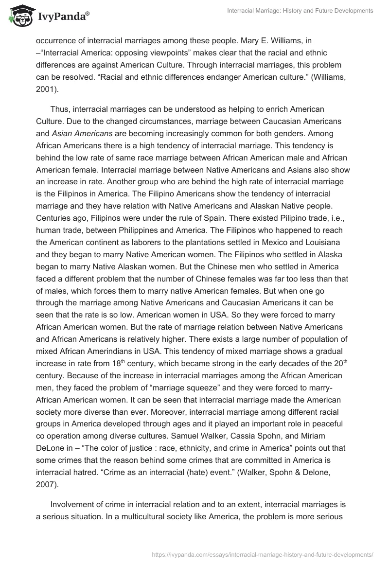 Interracial Marriage: History and Future Developments. Page 2