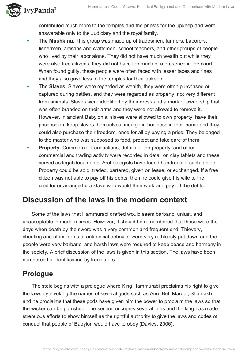 Hammurabi's Code of Laws: Historical Background and Comparison with Modern Laws. Page 3