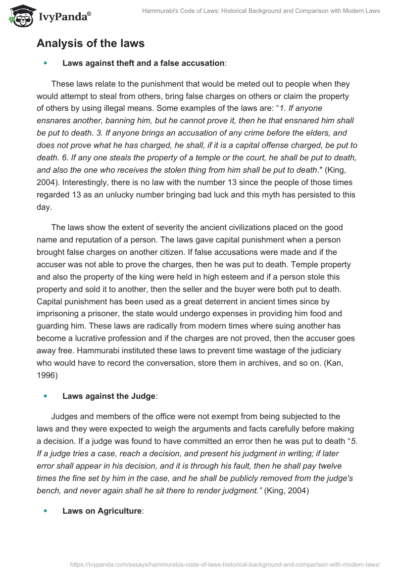 Hammurabi's Code of Laws: Historical Background and Comparison with Modern Laws. Page 4