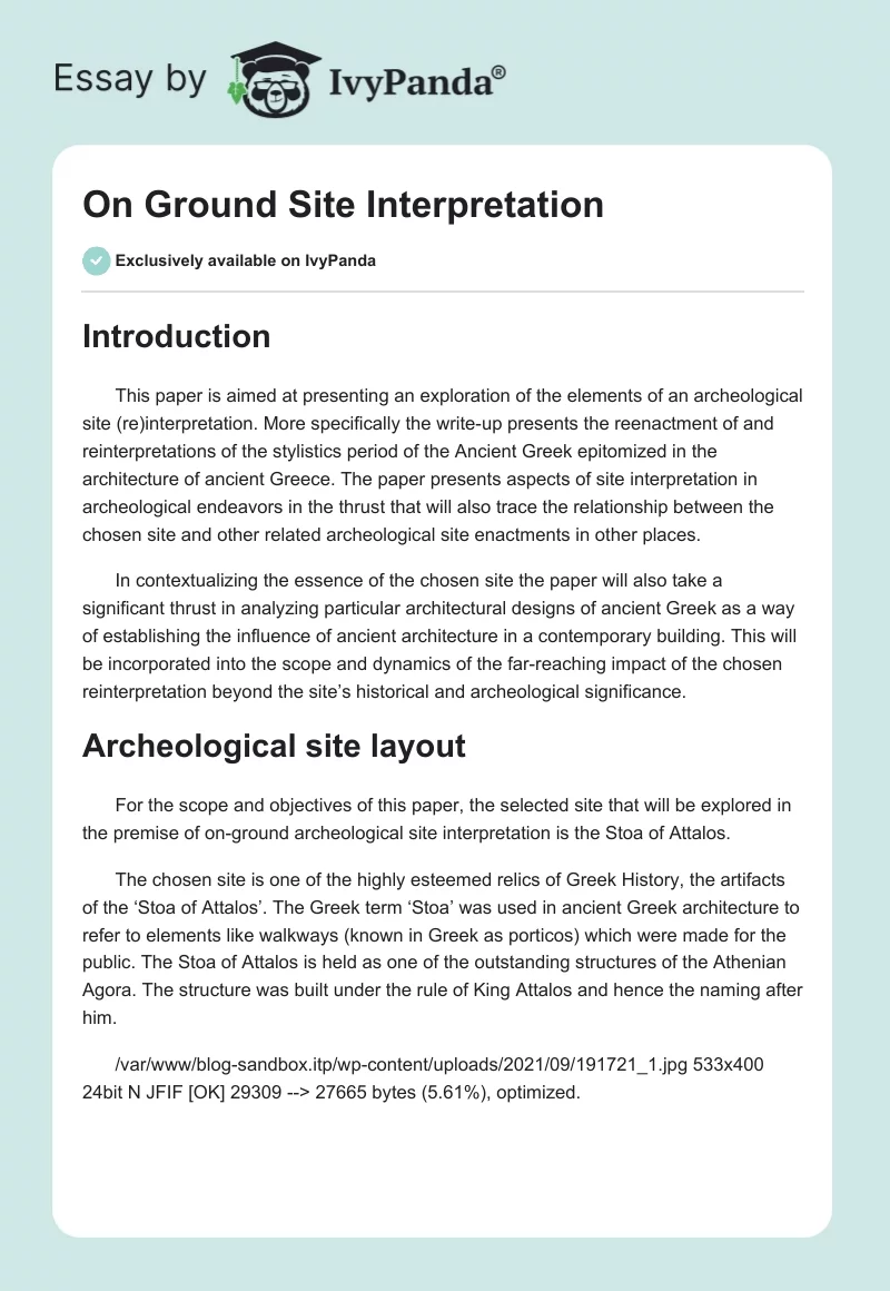 On Ground Site Interpretation. Page 1