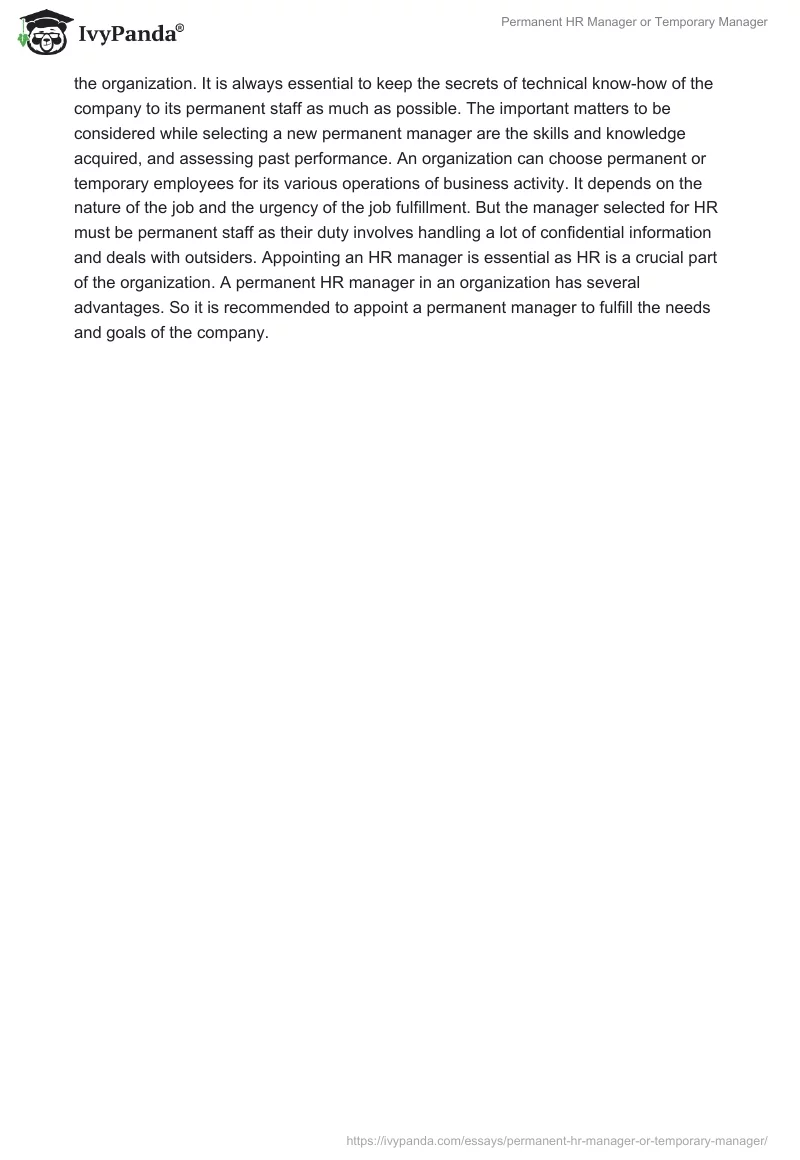 Permanent HR Manager or Temporary Manager. Page 5