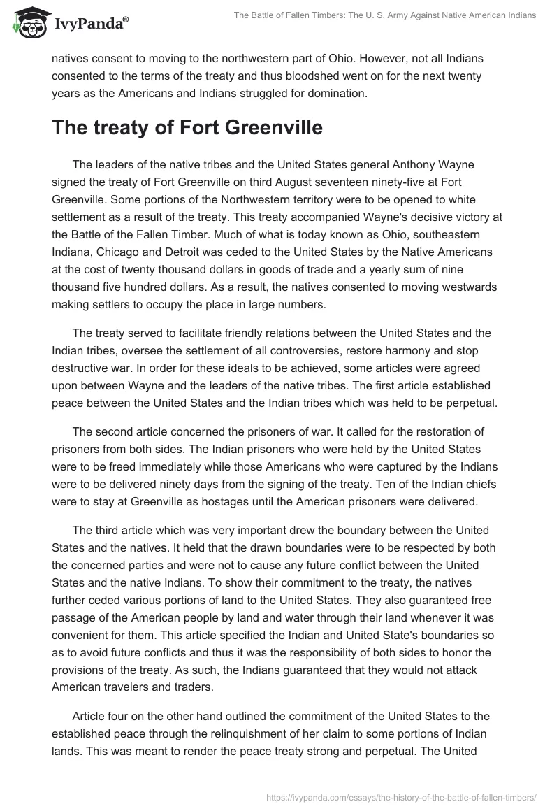 The Battle of Fallen Timbers: The U. S. Army Against Native American Indians. Page 3