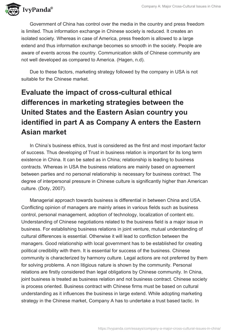 Company A: Major Cross-Cultural Issues in China. Page 4