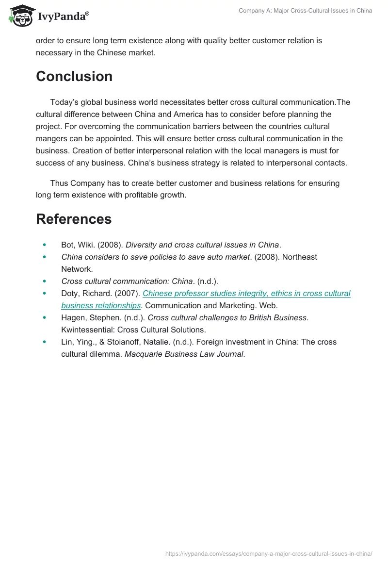 Company A: Major Cross-Cultural Issues in China. Page 5