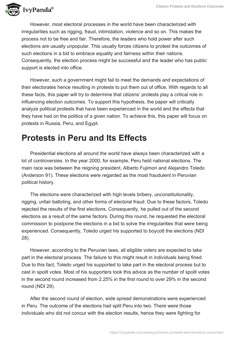 Citizens Protests and Elections Outcomes. Page 2