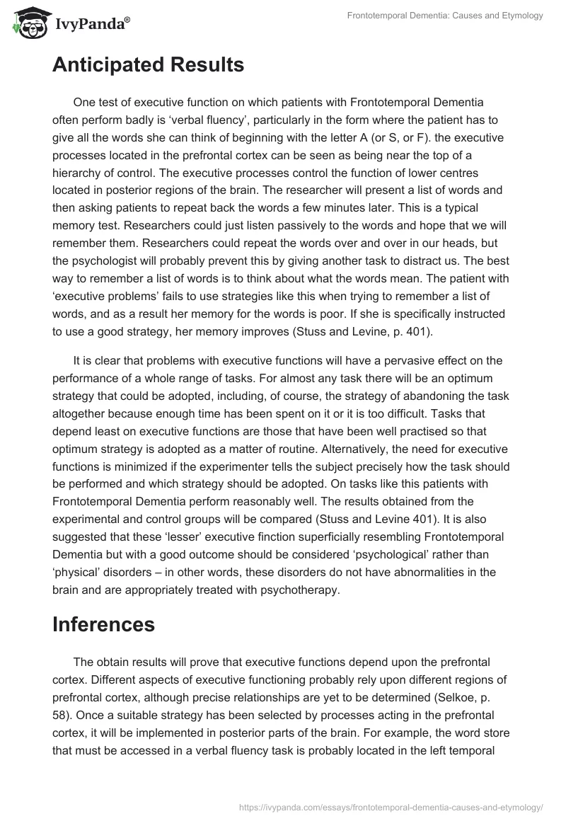 Frontotemporal Dementia: Causes and Etymology. Page 3