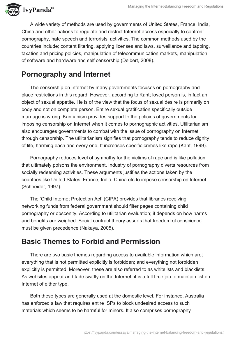 Managing the Internet-Balancing Freedom and Regulations. Page 4