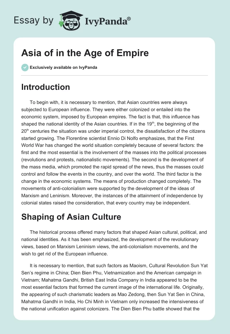 Asia of in the Age of Empire. Page 1