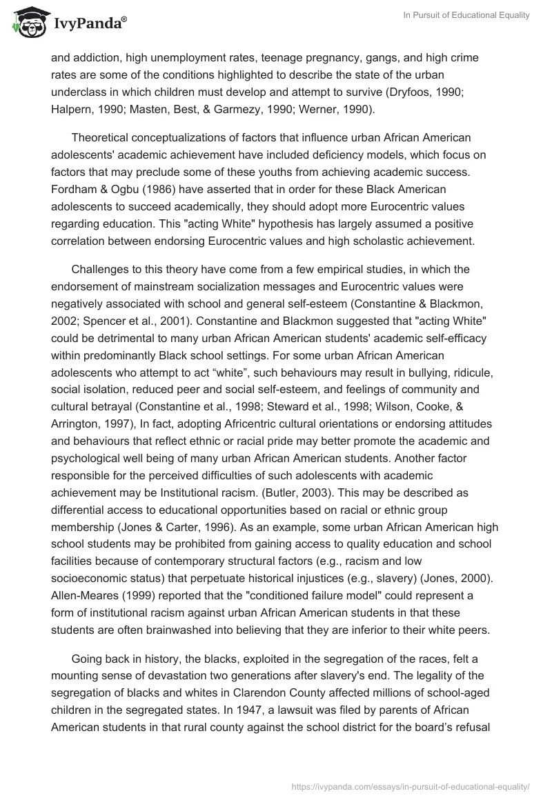In Pursuit of Educational Equality. Page 2