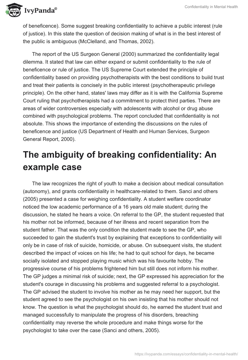 Confidentiality in Mental Health. Page 2