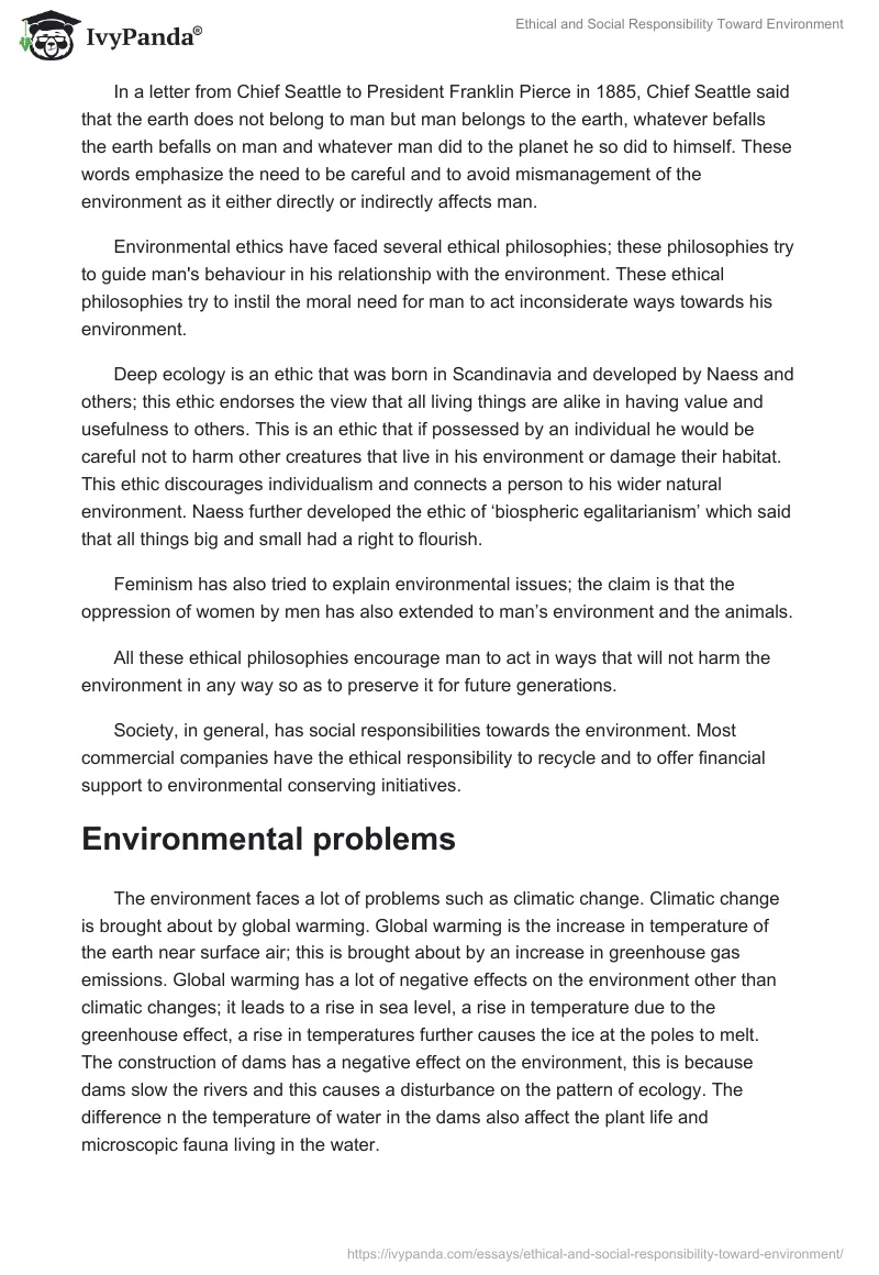 Ethical and Social Responsibility Toward Environment. Page 2