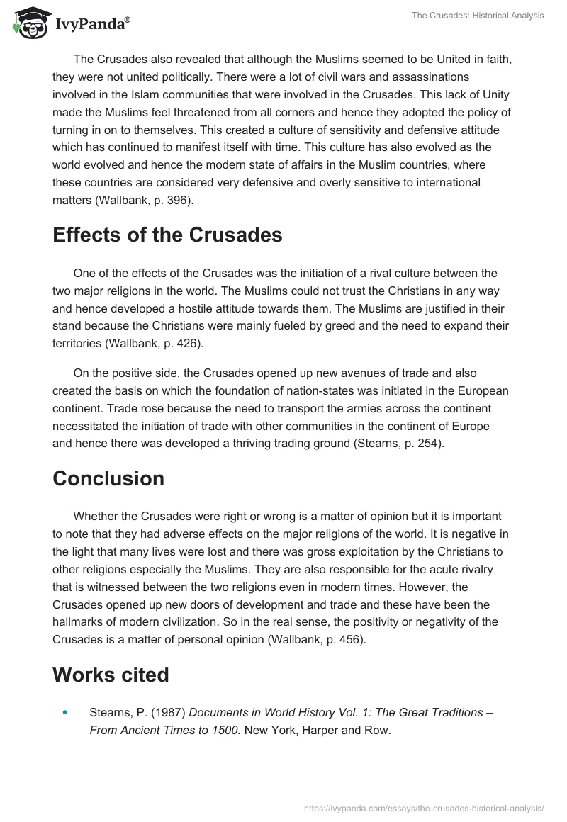 The Crusades: Historical Analysis. Page 2