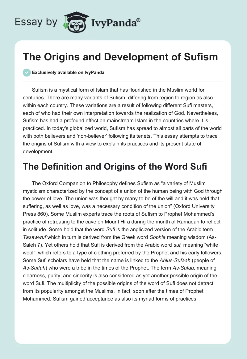 The Origins and Development of Sufism. Page 1