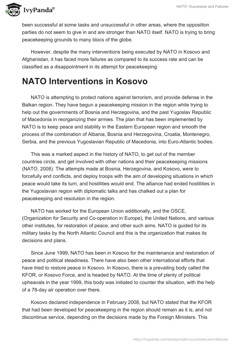 NATO: Successes and Failures. Page 2