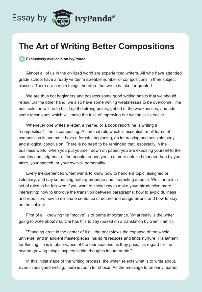 The Art of Writing Better Compositions. Page 1